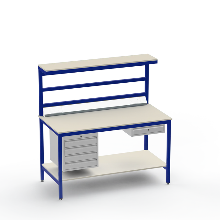 ESD Workbench | Anti-Static Worktop | 4 Drawers & Single Drawer | Upper & Lower Shelves | Electrical