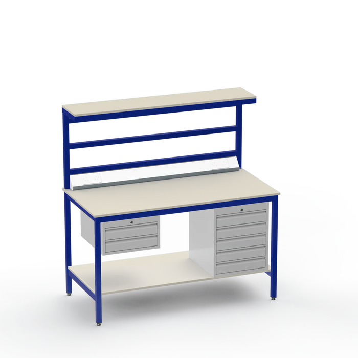 Electronics ESD Workbench | Anti-Static Worktop | 2 Drawers & 5 Drawers & Upper & Lower Shelves & Electrical