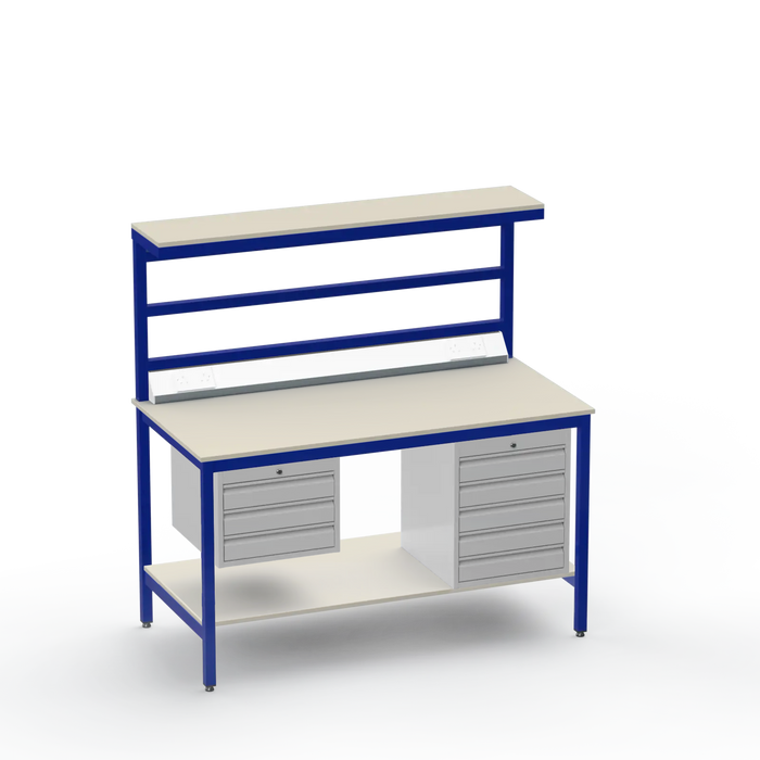 Electronics ESD Workbench | Anti-Static Worktop | 3 Drawers & 5 Drawers & Upper & Lower Shelves
