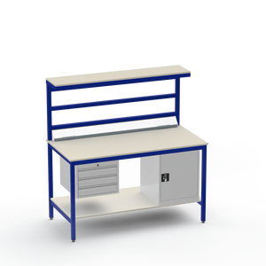 Electronics ESD Workbench | Anti-Static Worktop | 3 Drawers & Cupboard | Benchtop Electrical | Upper & Lower Shelves