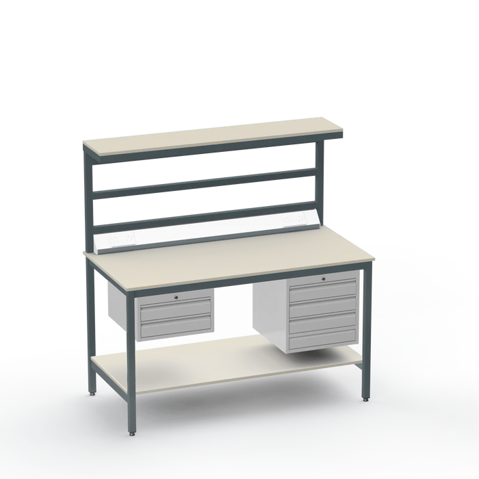 ESD Electronics Workbench | Anti-Static Worktop | Electrical | 2 Drawers & 4 Drawers | Upper & Lower Shelves