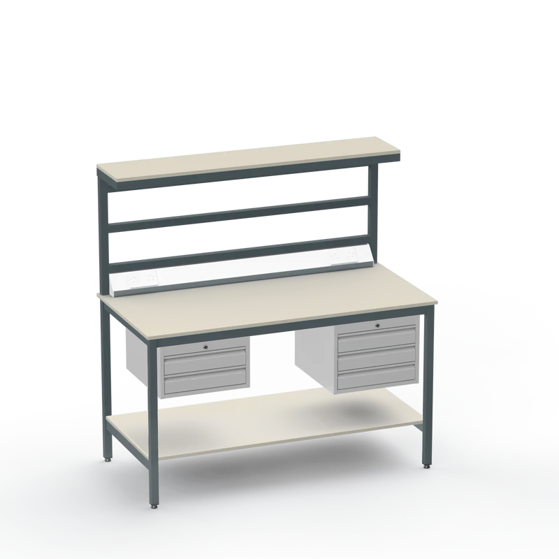 Electronics ESD Workbench | Anti-Static Worktop | 2-Drawer & 3-Drawer Units | Upper & Lower Shelves | Electrical