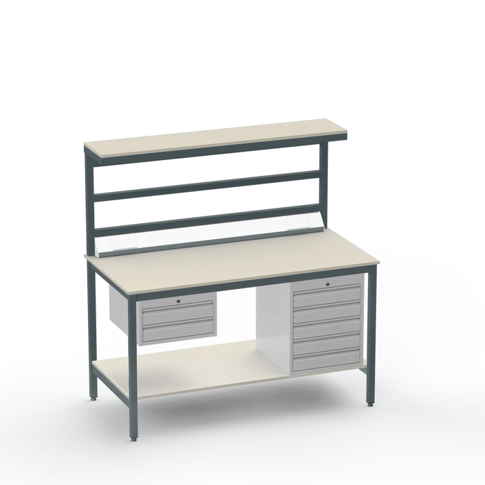 Electronics ESD Workbench | Anti-Static Worktop | 2 Drawers & 5 Drawers & Upper & Lower Shelves & Electrical