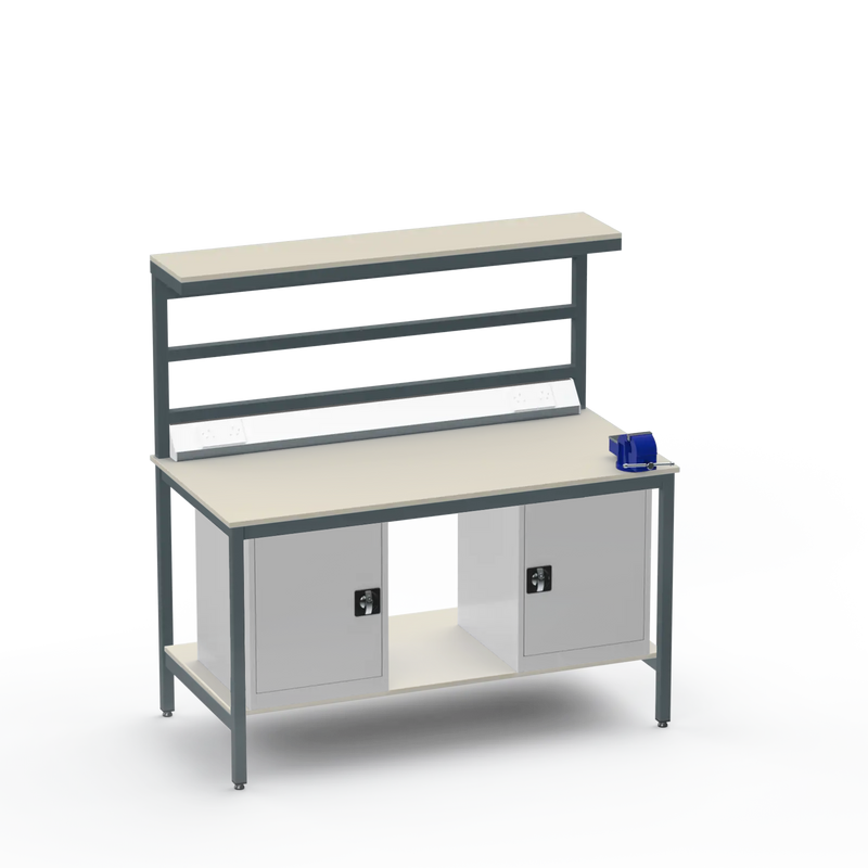 Electronics ESD Workbench | Anti-Static Worktop | Twin Cupboards & 4-Inch Vice