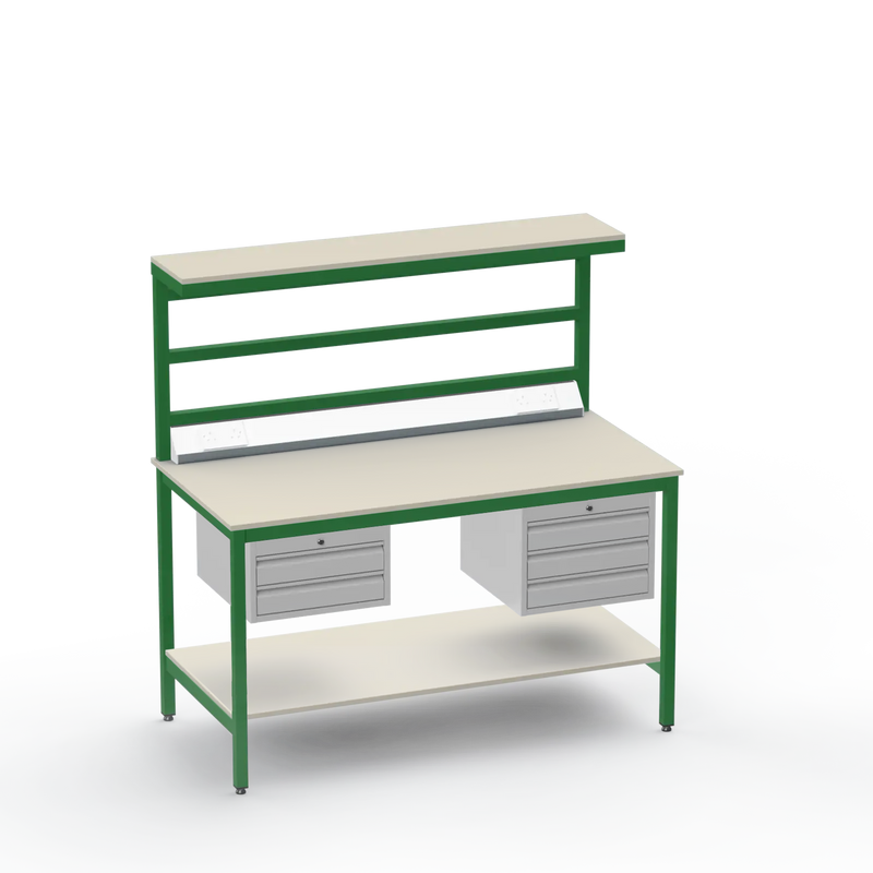 Electronics ESD Workbench | Anti-Static Worktop | 2-Drawer & 3-Drawer Units | Upper & Lower Shelves | Electrical