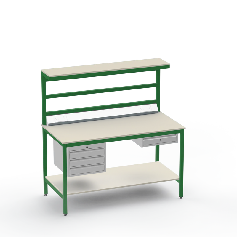 Electronics ESD Workbench | Anti-Static Worktop | 3 Drawers & Single Drawer, Electrical, Upper & Lower Shelf