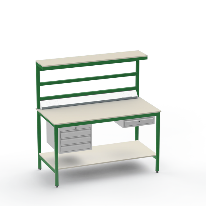 Electronics ESD Workbench | Anti-Static Worktop | 3 Drawers & Single Drawer, Electrical, Upper & Lower Shelf
