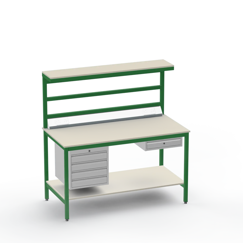 ESD Workbench | Anti-Static Worktop | 4 Drawers & Single Drawer | Upper & Lower Shelves | Electrical
