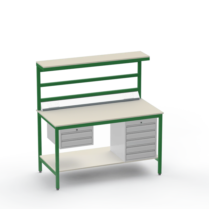 Electronics ESD Workbench | Anti-Static Worktop | 2 Drawers & 5 Drawers & Upper & Lower Shelves & Electrical
