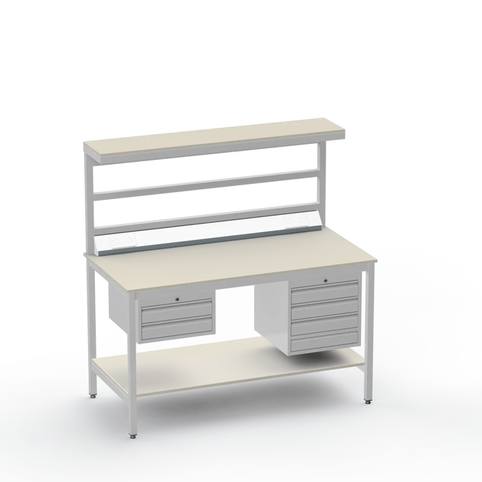 ESD Electronics Workbench | Anti-Static Worktop | Electrical | 2 Drawers & 4 Drawers | Upper & Lower Shelves