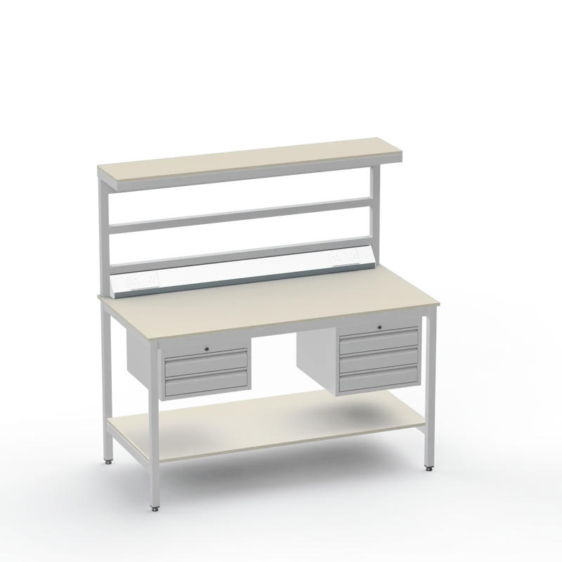 Electronics ESD Workbench | Anti-Static Worktop | 2-Drawer & 3-Drawer Units | Upper & Lower Shelves | Electrical