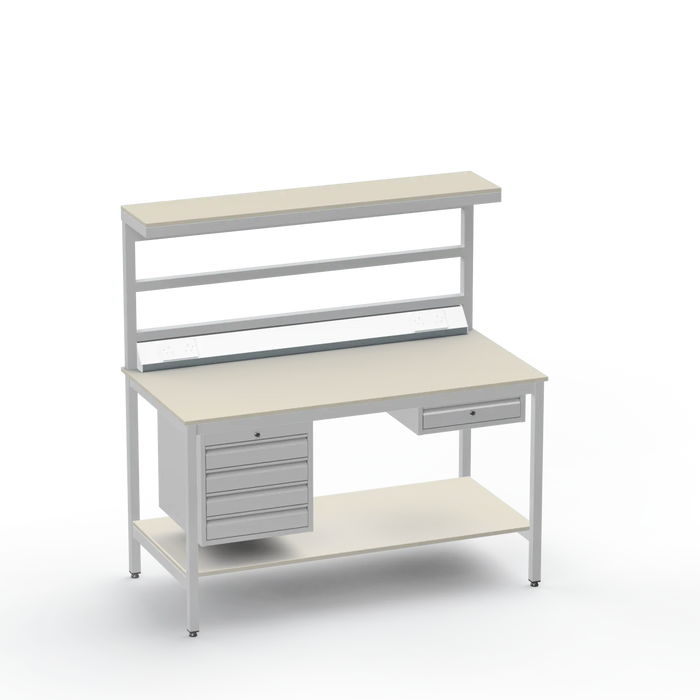 ESD Workbench | Anti-Static Worktop | 4 Drawers & Single Drawer | Upper & Lower Shelves | Electrical