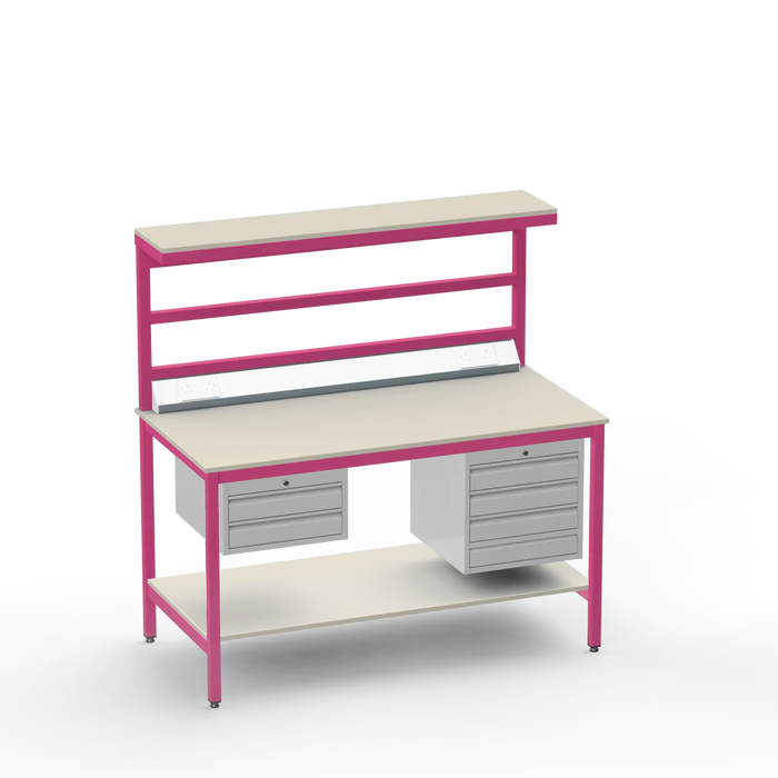 ESD Electronics Workbench | Anti-Static Worktop | Electrical | 2 Drawers & 4 Drawers | Upper & Lower Shelves