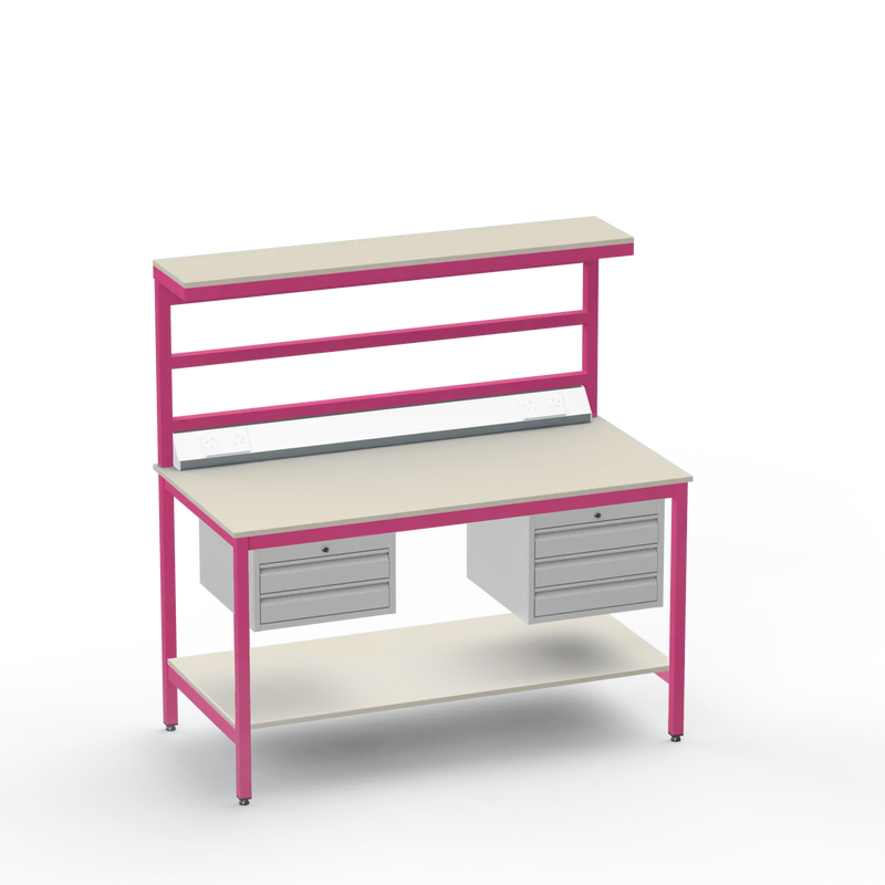 Electronics ESD Workbench | Anti-Static Worktop | 2-Drawer & 3-Drawer Units | Upper & Lower Shelves | Electrical