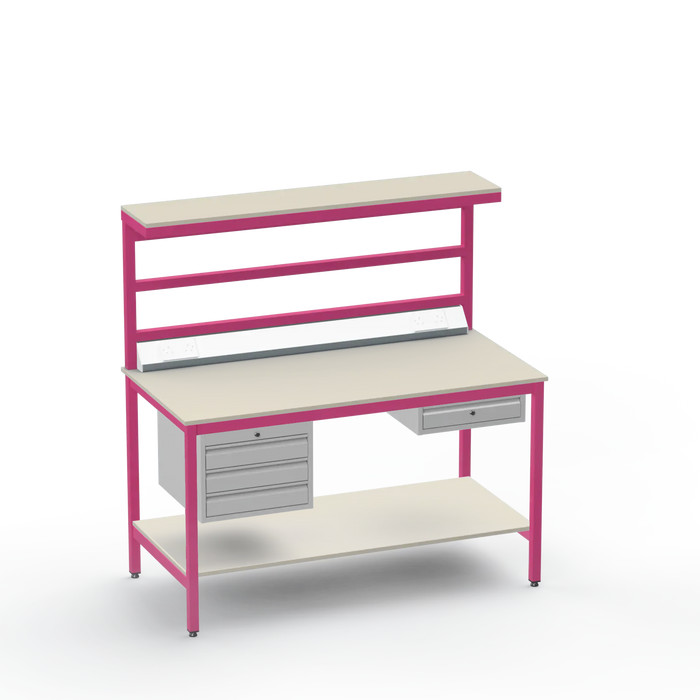 Electronics ESD Workbench | Anti-Static Worktop | 3 Drawers & Single Drawer, Electrical, Upper & Lower Shelf