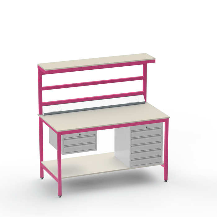 Electronics ESD Workbench | Anti-Static Worktop | 2 Drawers & 5 Drawers & Upper & Lower Shelves & Electrical