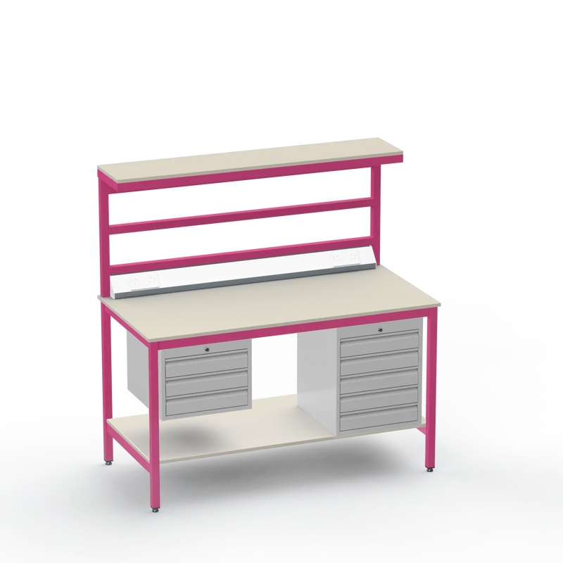 Electronics ESD Workbench | Anti-Static Worktop | 3 Drawers & 5 Drawers & Upper & Lower Shelves