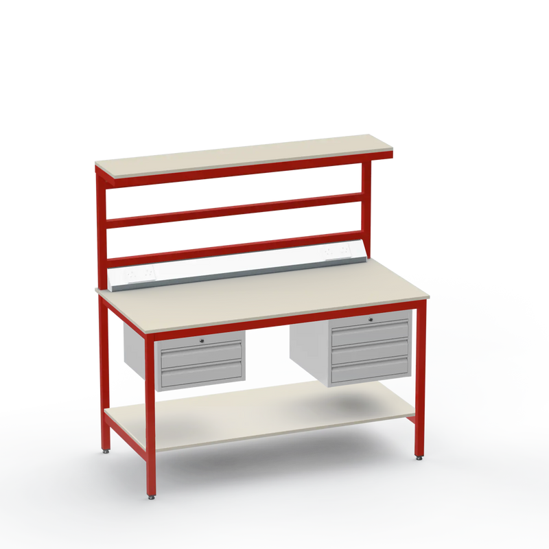 Electronics ESD Workbench | Anti-Static Worktop | 2-Drawer & 3-Drawer Units | Upper & Lower Shelves | Electrical