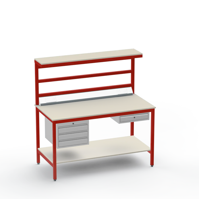 Electronics ESD Workbench | Anti-Static Worktop | 3 Drawers & Single Drawer, Electrical, Upper & Lower Shelf