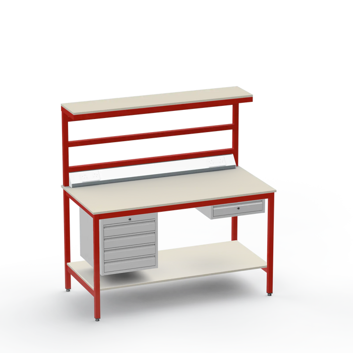 ESD Workbench | Anti-Static Worktop | 4 Drawers & Single Drawer | Upper & Lower Shelves | Electrical