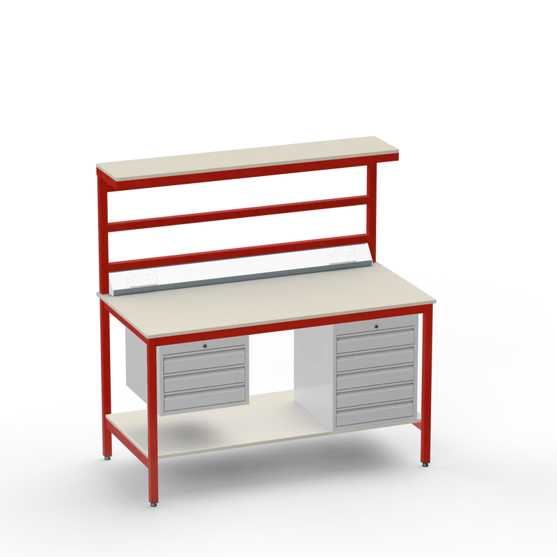 Electronics ESD Workbench | Anti-Static Worktop | 3 Drawers & 5 Drawers & Upper & Lower Shelves