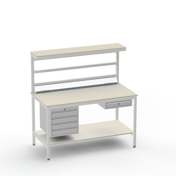 ESD Workbench | Anti-Static Worktop | 4 Drawers & Single Drawer | Upper & Lower Shelves | Electrical