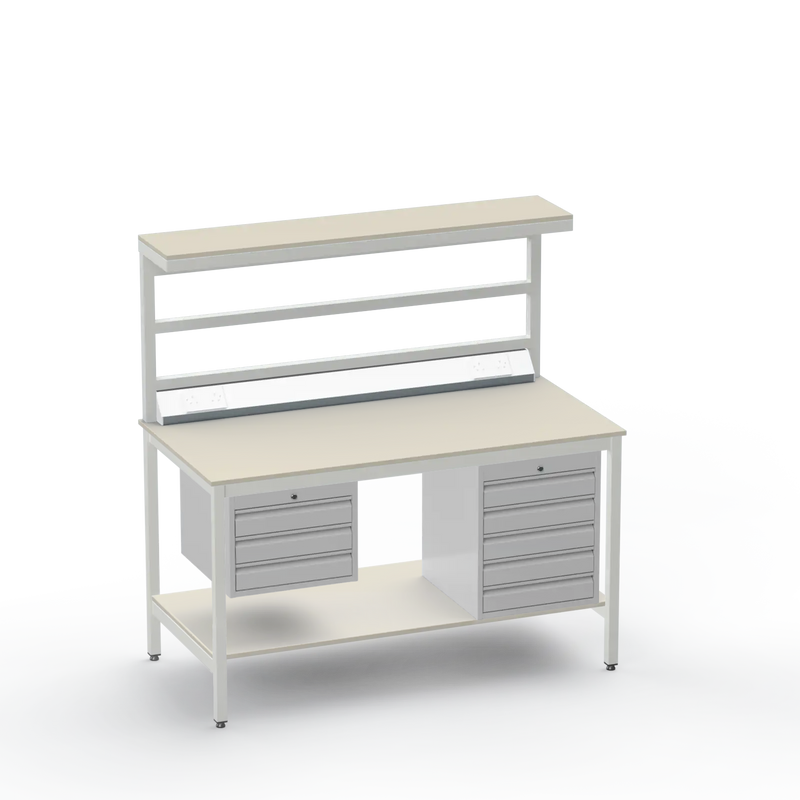 Electronics ESD Workbench | Anti-Static Worktop | 3 Drawers & 5 Drawers & Upper & Lower Shelves