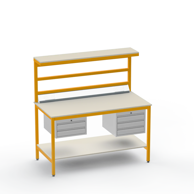 Electronics ESD Workbench | Anti-Static Worktop | 2-Drawer & 3-Drawer Units | Upper & Lower Shelves | Electrical