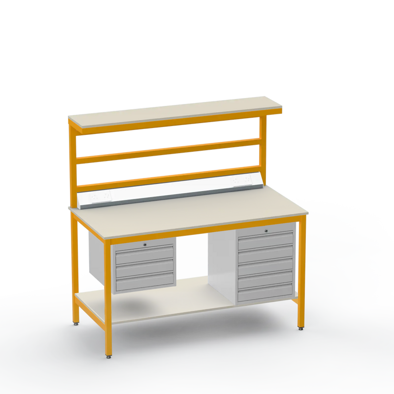 Electronics ESD Workbench | Anti-Static Worktop | 3 Drawers & 5 Drawers & Upper & Lower Shelves