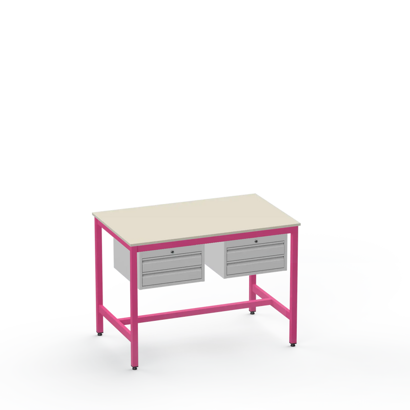 Electronics ESD Workbench | Anti-Static Worktop | Twin 2-Drawer Units