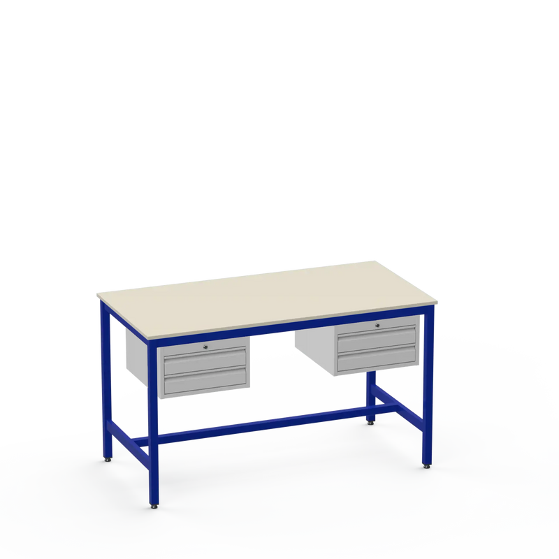 Electronics ESD Workbench | Anti-Static Worktop | Twin 2-Drawer Units