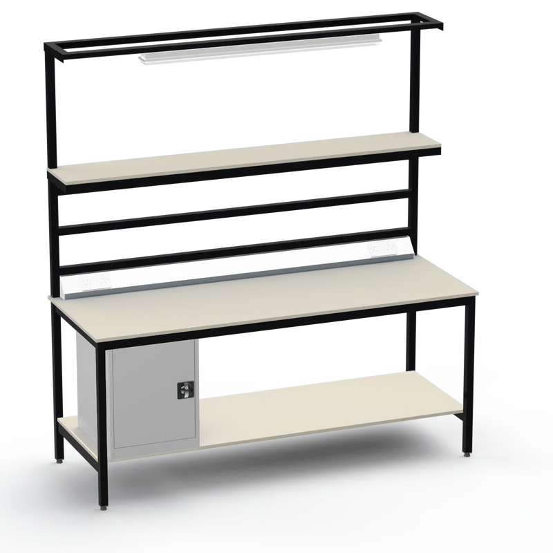 Electronics ESD Workbench | Anti-Static Worktop | Cupboard & Upper & Lower Shelves & Lighting & Electrical