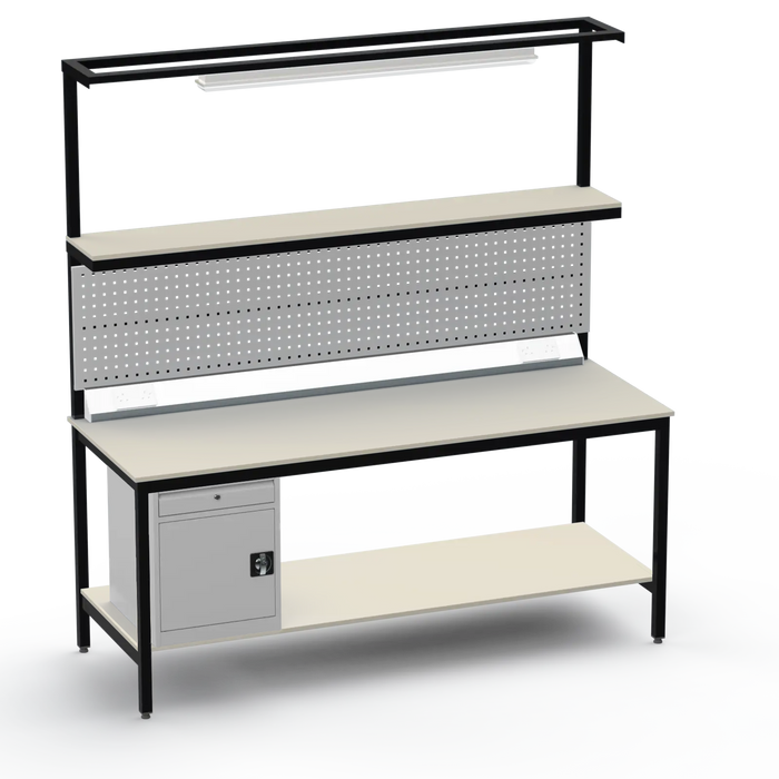Electronics ESD Workbench | Anti-Static Worktop | Cupboard With Drawer | Tool Panel | Lighting Rail & Electrical