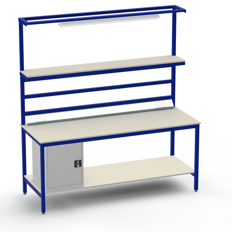 Electronics ESD Workbench | Anti-Static Worktop | Cupboard & Upper & Lower Shelves & Lighting & Electrical