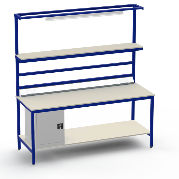 Electronics ESD Workbench | Anti-Static Worktop | Cupboard & Upper & Lower Shelves & Lighting & Electrical