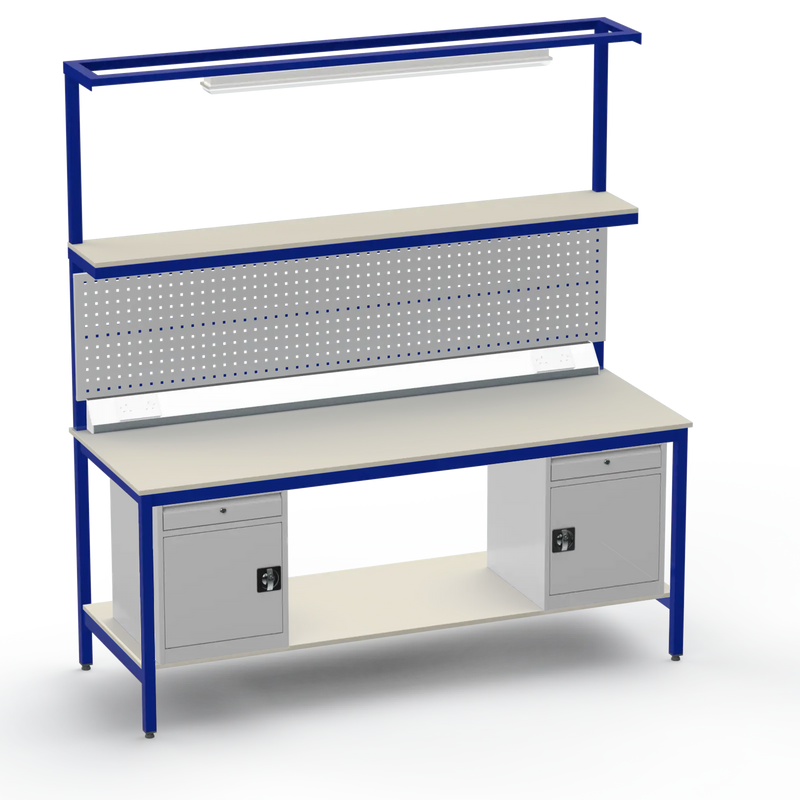 Electronics ESD Workbench | Anti-Static Worktop | Twin Cupboards With Drawer & Tool Panel