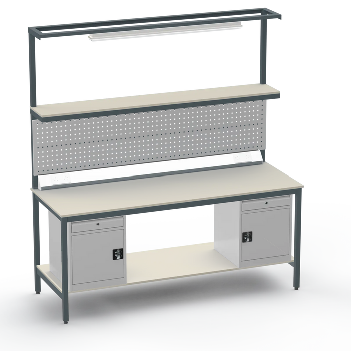 Electronics ESD Workbench | Anti-Static Worktop | Twin Cupboards With Drawer & Tool Panel