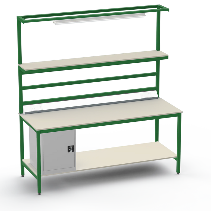 Electronics ESD Workbench | Anti-Static Worktop | Cupboard & Upper & Lower Shelves & Lighting & Electrical