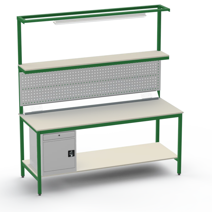 Electronics ESD Workbench | Anti-Static Worktop | Cupboard With Drawer | Tool Panel | Lighting Rail & Electrical
