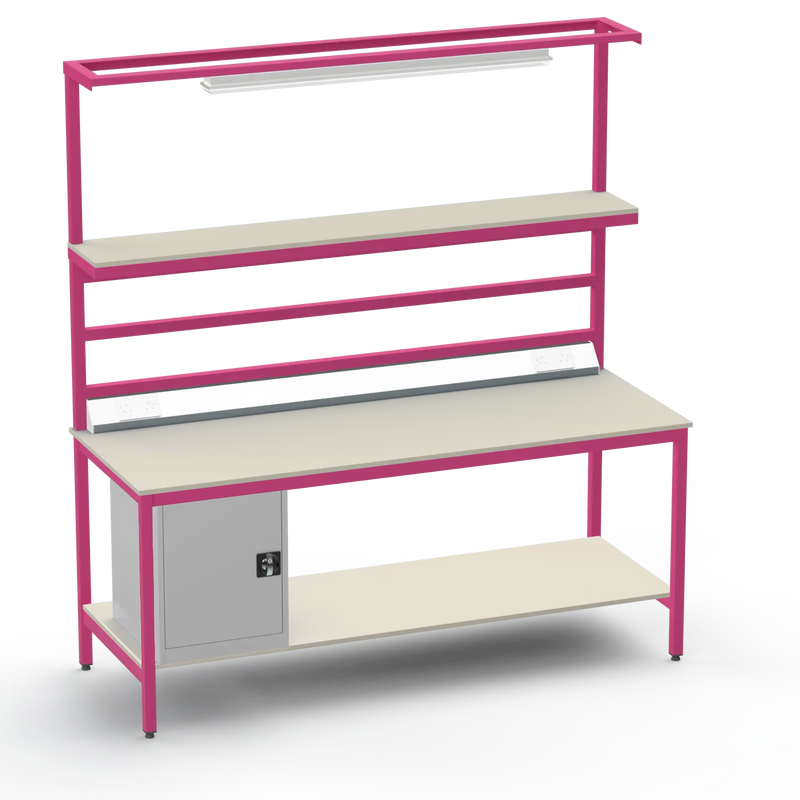 Electronics ESD Workbench | Anti-Static Worktop | Cupboard & Upper & Lower Shelves & Lighting & Electrical
