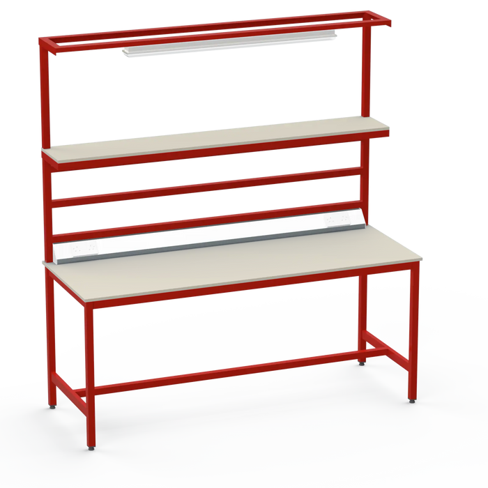 Electronics ESD Workbench | Anti-Static Worktop | Upper Shelf, Lighting Rail, Light Fitting & Worktop Electrical