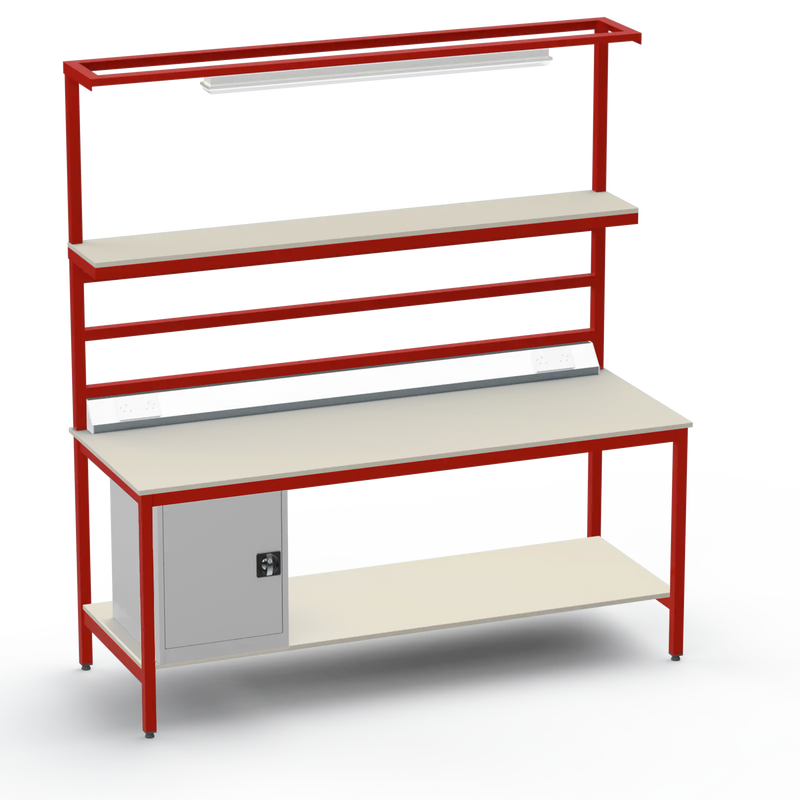 Electronics ESD Workbench | Anti-Static Worktop | Cupboard & Upper & Lower Shelves & Lighting & Electrical