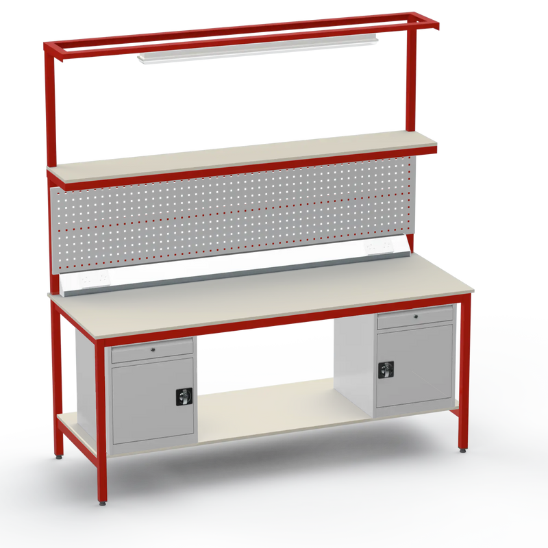 Electronics ESD Workbench | Anti-Static Worktop | Twin Cupboards With Drawer & Tool Panel