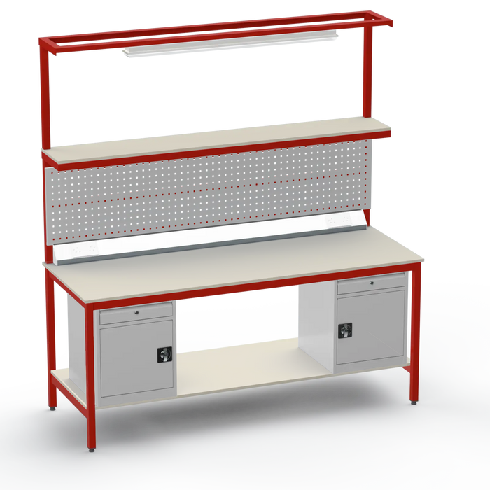 Electronics ESD Workbench | Anti-Static Worktop | Twin Cupboards With Drawer & Tool Panel