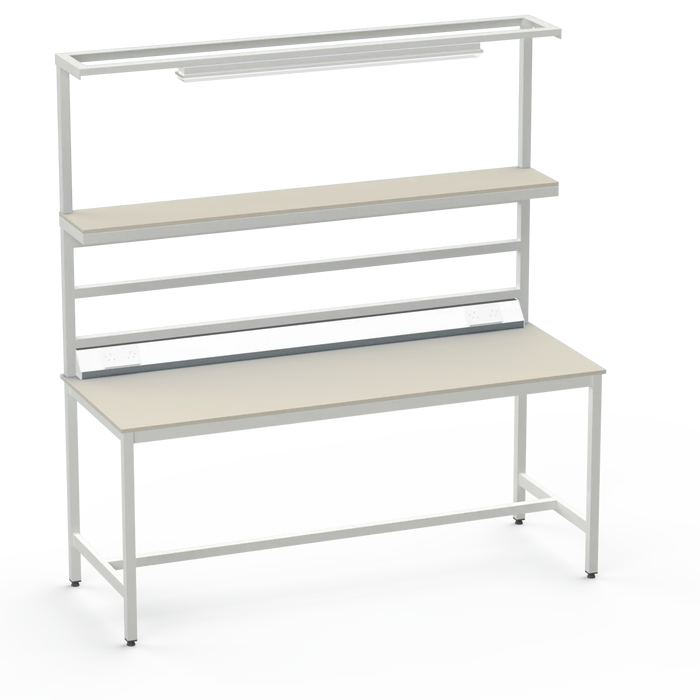 Electronics ESD Workbench | Anti-Static Worktop | Upper Shelf, Lighting Rail, Light Fitting & Worktop Electrical
