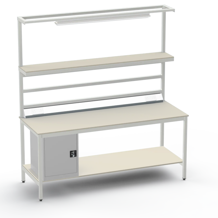 Electronics ESD Workbench | Anti-Static Worktop | Cupboard & Upper & Lower Shelves & Lighting & Electrical