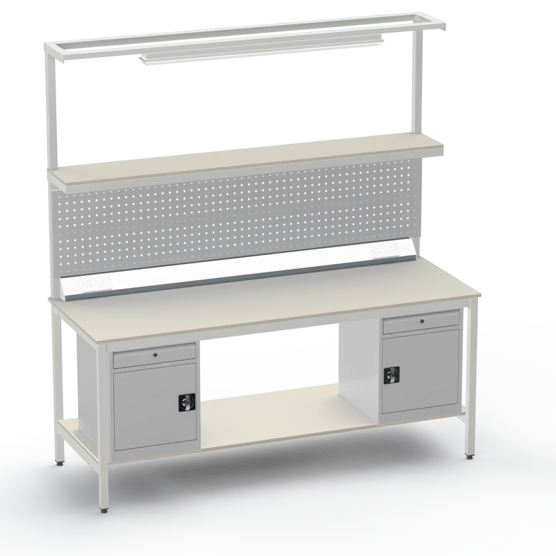 Electronics ESD Workbench | Anti-Static Worktop | Twin Cupboards With Drawer & Tool Panel