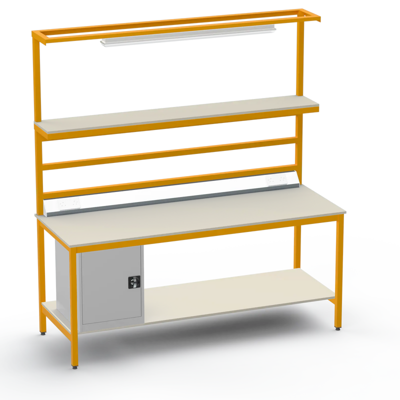 Electronics ESD Workbench | Anti-Static Worktop | Cupboard & Upper & Lower Shelves & Lighting & Electrical