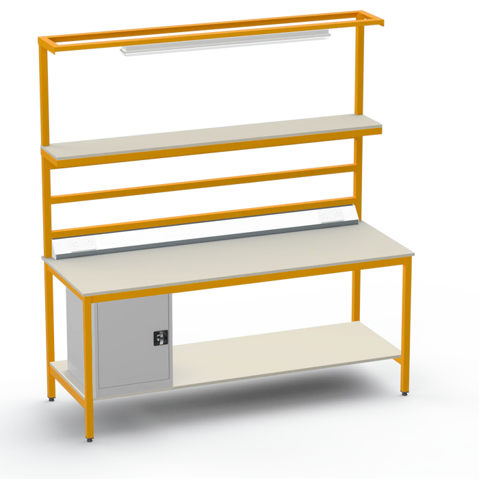 Electronics ESD Workbench | Anti-Static Worktop | Cupboard & Upper & Lower Shelves & Lighting & Electrical