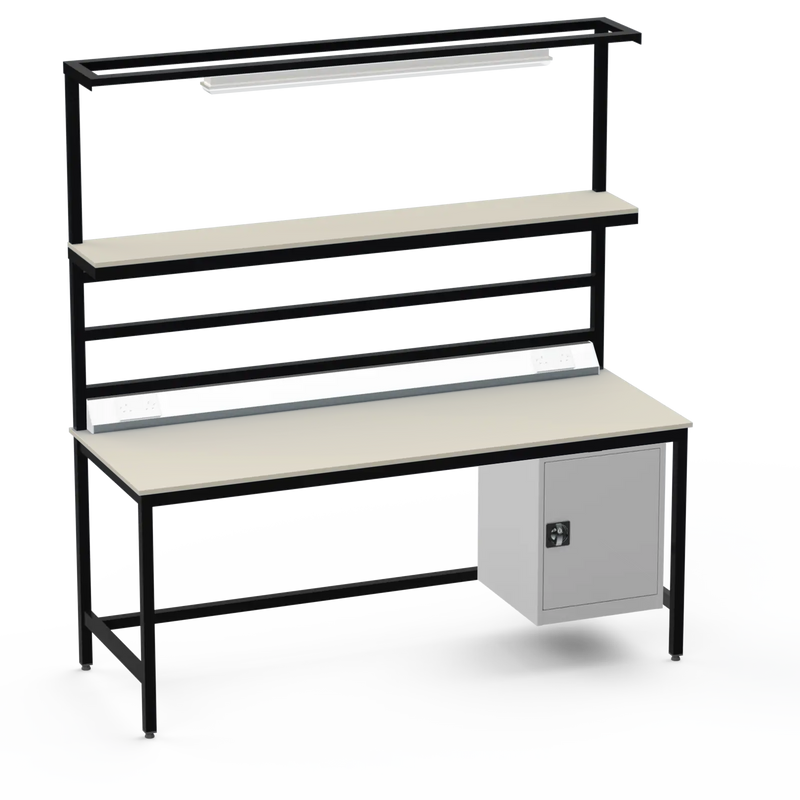 Electronics ESD Workbench | Anti-Static Worktop | Cupboard & Upper Shelf & Lighting Rail & Electrical